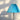 Blauwe tafellamp met geplooide kap en glazen voet, moderne verlichting, interieurdecoratie.