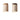 Twee cilindrische plafondlampen, travertin en hout, modern design, sfeerverlichting.