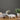 Witte kameleon tafellamp, moderne decoratieve verlichting, houten tafel, grijze achtergrond.