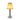 Moderne tafellamp metaal zilver, gele stoffen kap, sfeerverlichting, interieurdecoratie.
