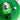Groene glazen UFO tafellamp met chromen details op witte vloer.