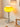 Gele glazen tafellamp met chromen voet, moderne verlichting, sfeerlamp voor woonkamer.